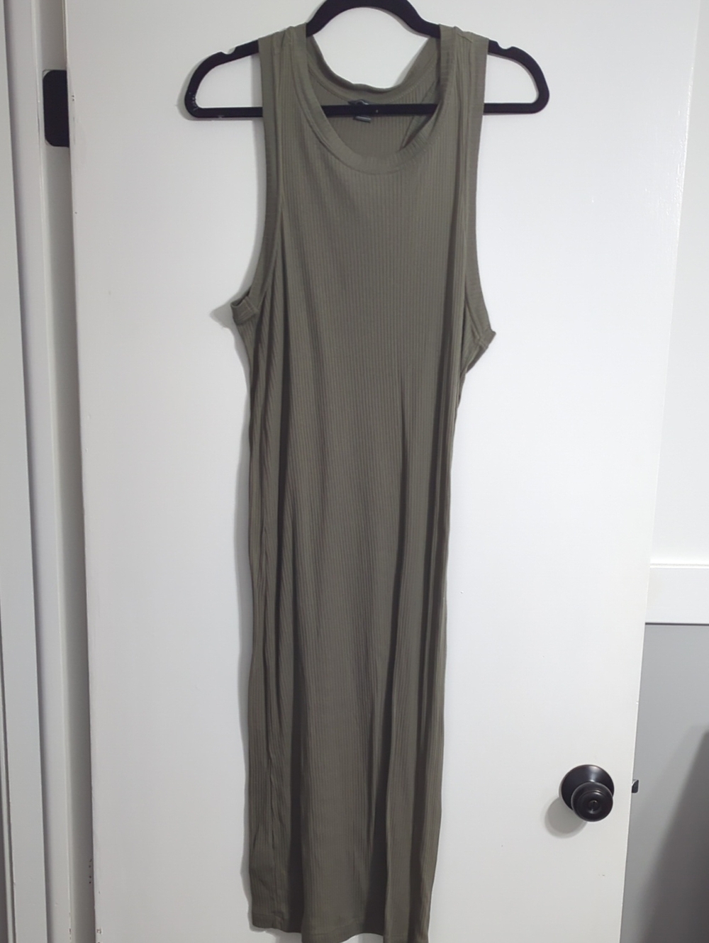 Eddie Bauer Olive Ribbed Sleeveless Maxi Dress